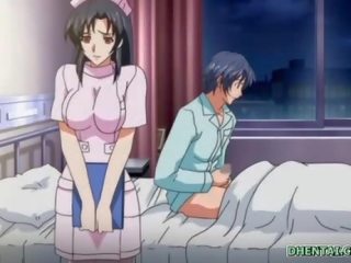 Hentai nurse watching her patient fucked in the hospital room