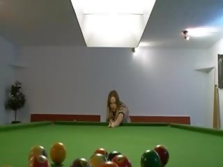 Two lezzies masturbation on billiard