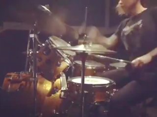 Felicity feline drumming at sound studios