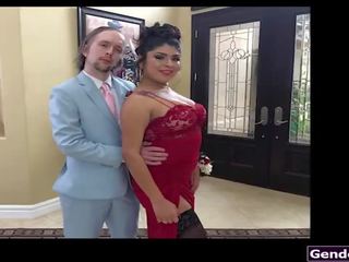 Latin ts Beth Bell sucking johnson and anal reamed by prom date