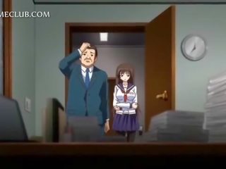 Anime dcera v školní jednotný foukání velký manhood
