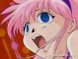 Manis sekali warna merah muda berambut animasi pornografi gadis nakal mendapatkan sempit quim kacau