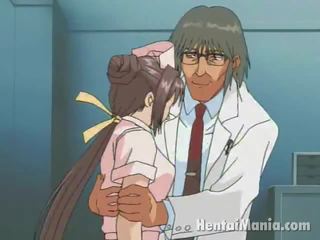 Elegant anime medmāsa iegūšana liels krūzes teased un mitra plaisa humped līdz the lustful interns