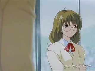 Inocente anime adolescent seducing dela barulhento professora