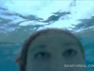 Goddess in fishnets fucked underwater for cash