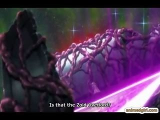 Suur rind anime tabatud ja poked poolt tentacles koletis