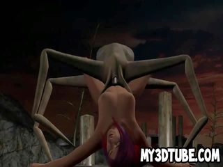 3D cartoon divinity getting fucked by an alien spider