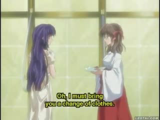 Cute hentai anime schoolgirl spanked in a bath
