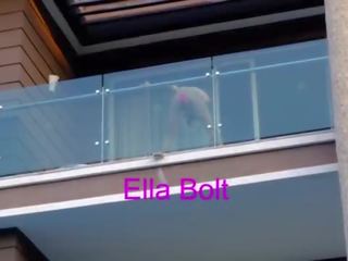 She Caught me when I Spy her riding a Big Dildo and Squirting in Balcony ELLA BOLT